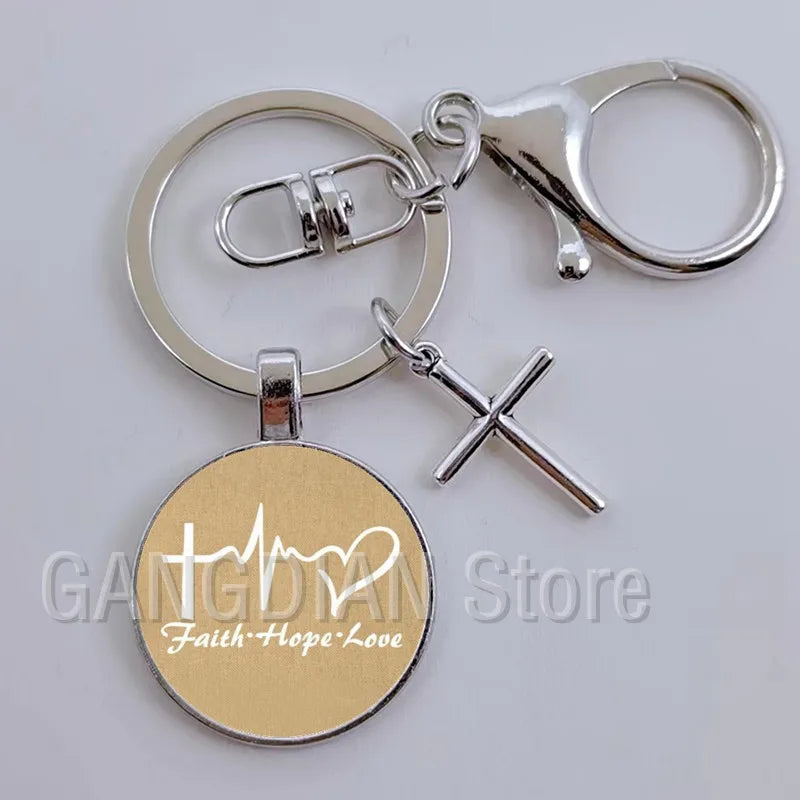 Jesus Faith Hope God Keychain Ornament Gift