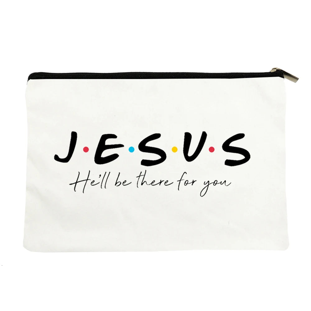 Jesus He Will Be There for You Canvas Cosmetic Bag for Women