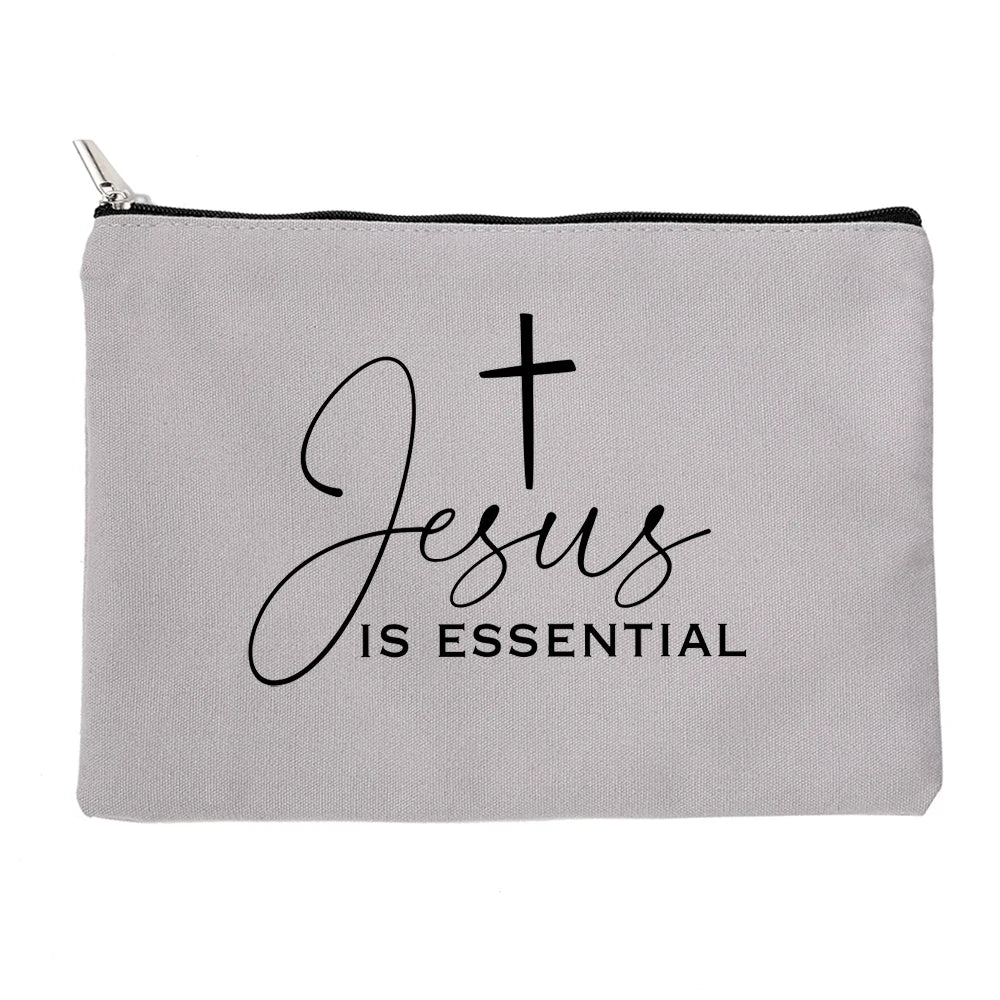 Jesus He Will Be There for You Canvas Cosmetic Bag for Women