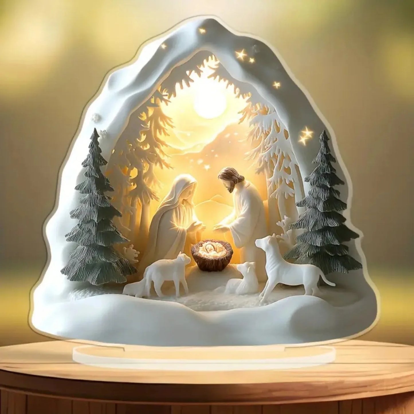 2D Flat Nativity Scene white Statue