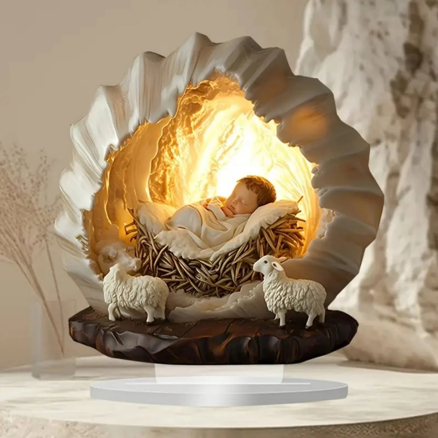 2D Flat Nativity Scene white Statue