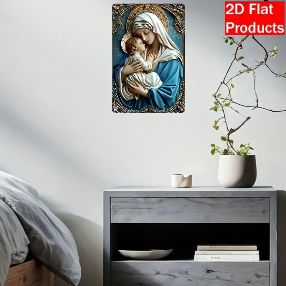 Madonna Religious Plaque-Aluminum Indoor Decor