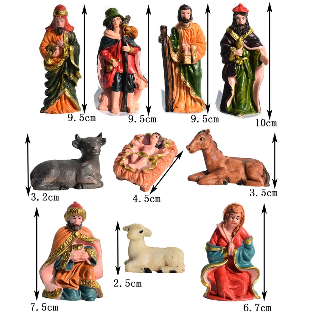 10Pcs Nativity Christ Figurines Set Christmas Nativity Scene