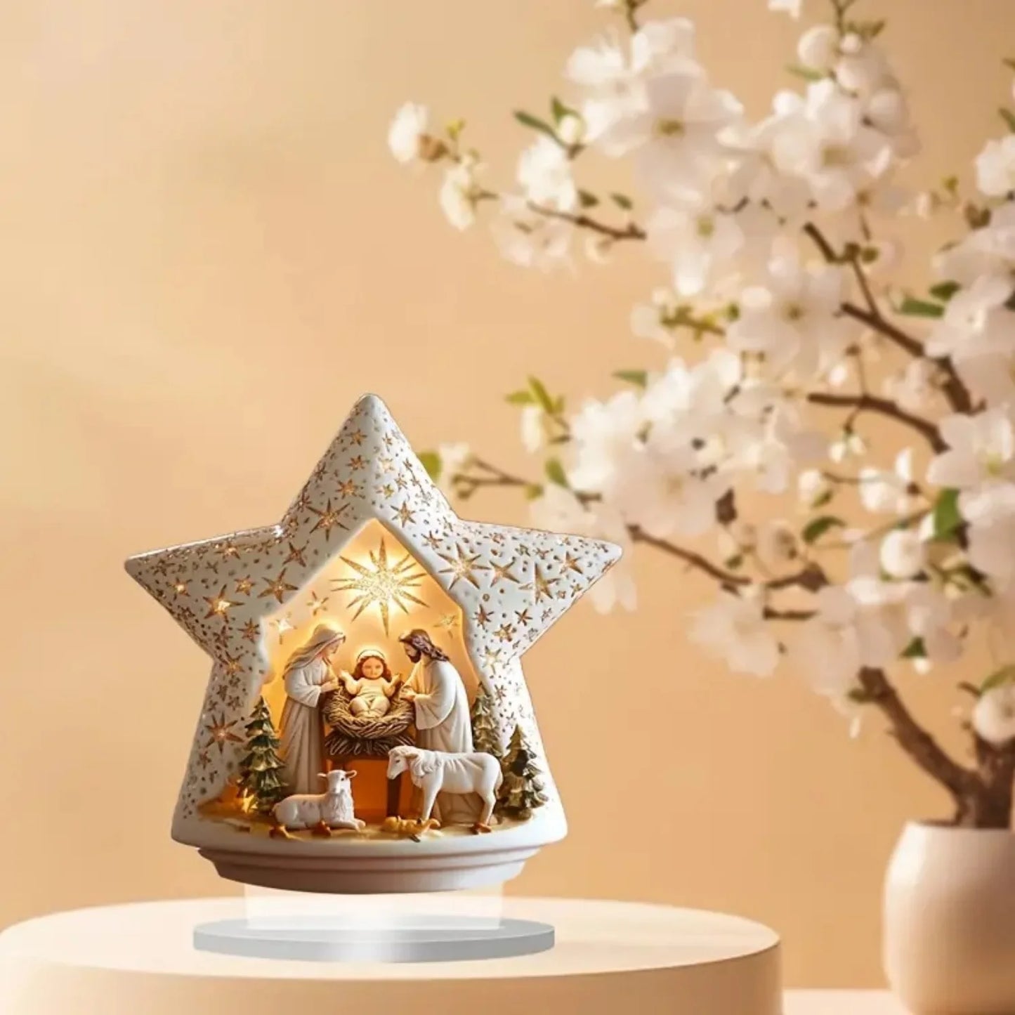2D Flat Nativity Scene white Statue