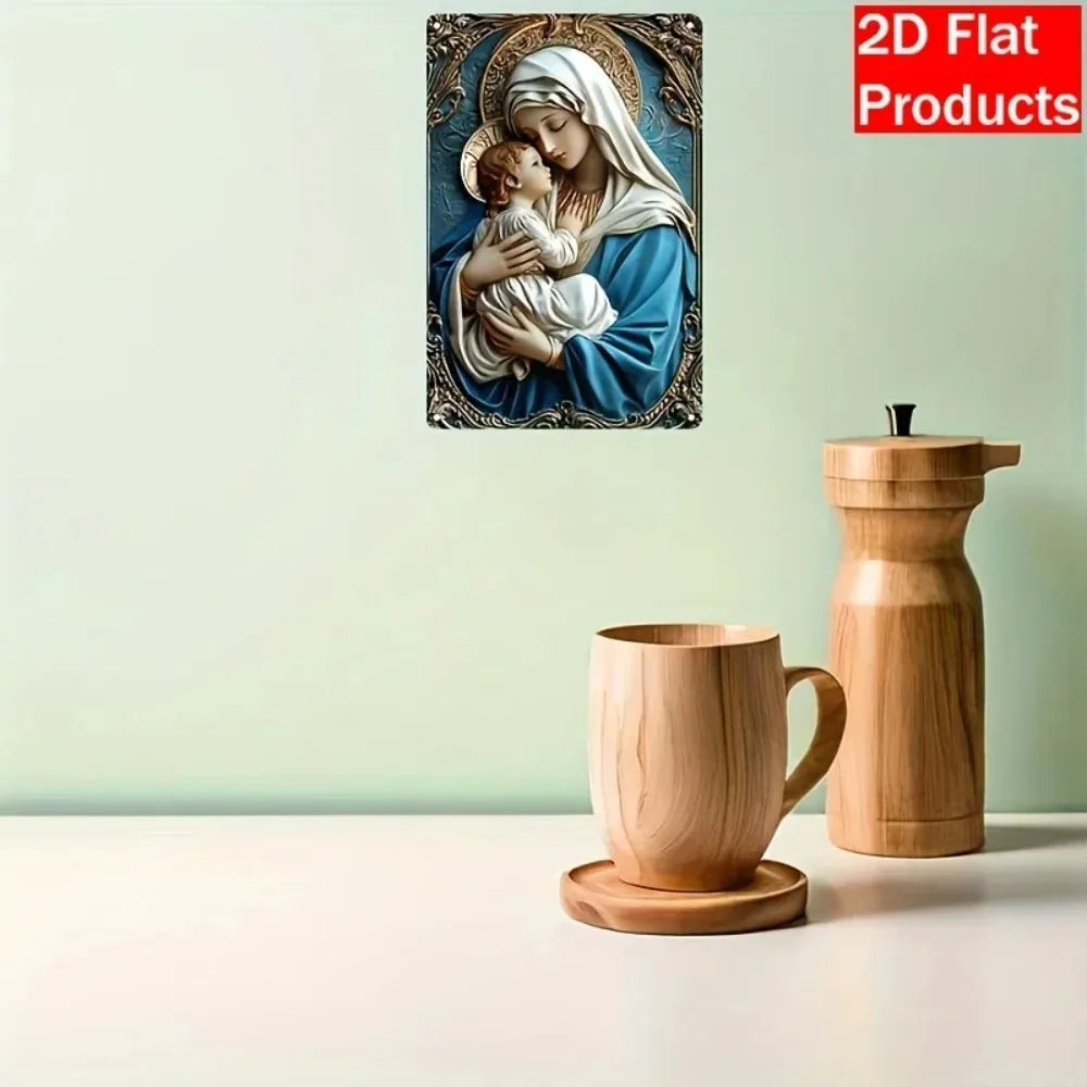 Madonna Religious Plaque-Aluminum Indoor Decor