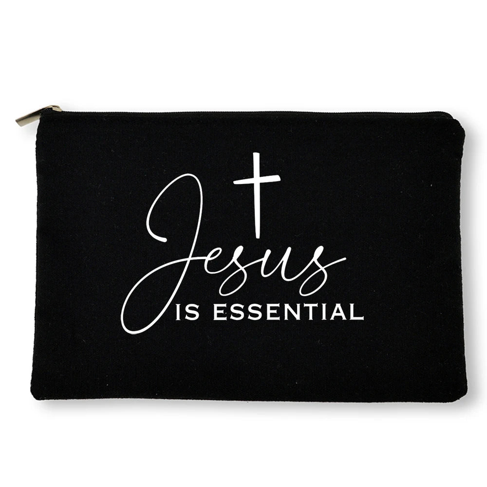 Jesus He Will Be There for You Canvas Cosmetic Bag for Women