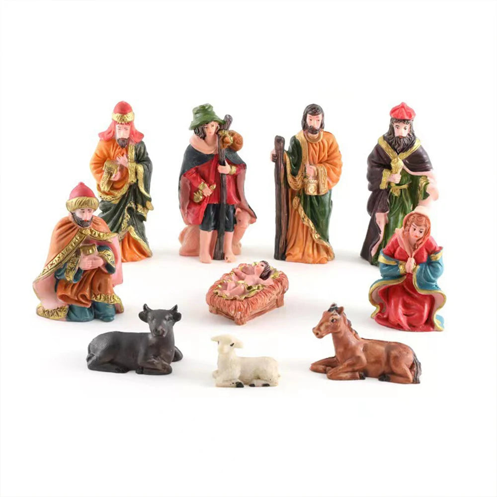 10Pcs Nativity Christ Figurines Set Christmas Nativity Scene
