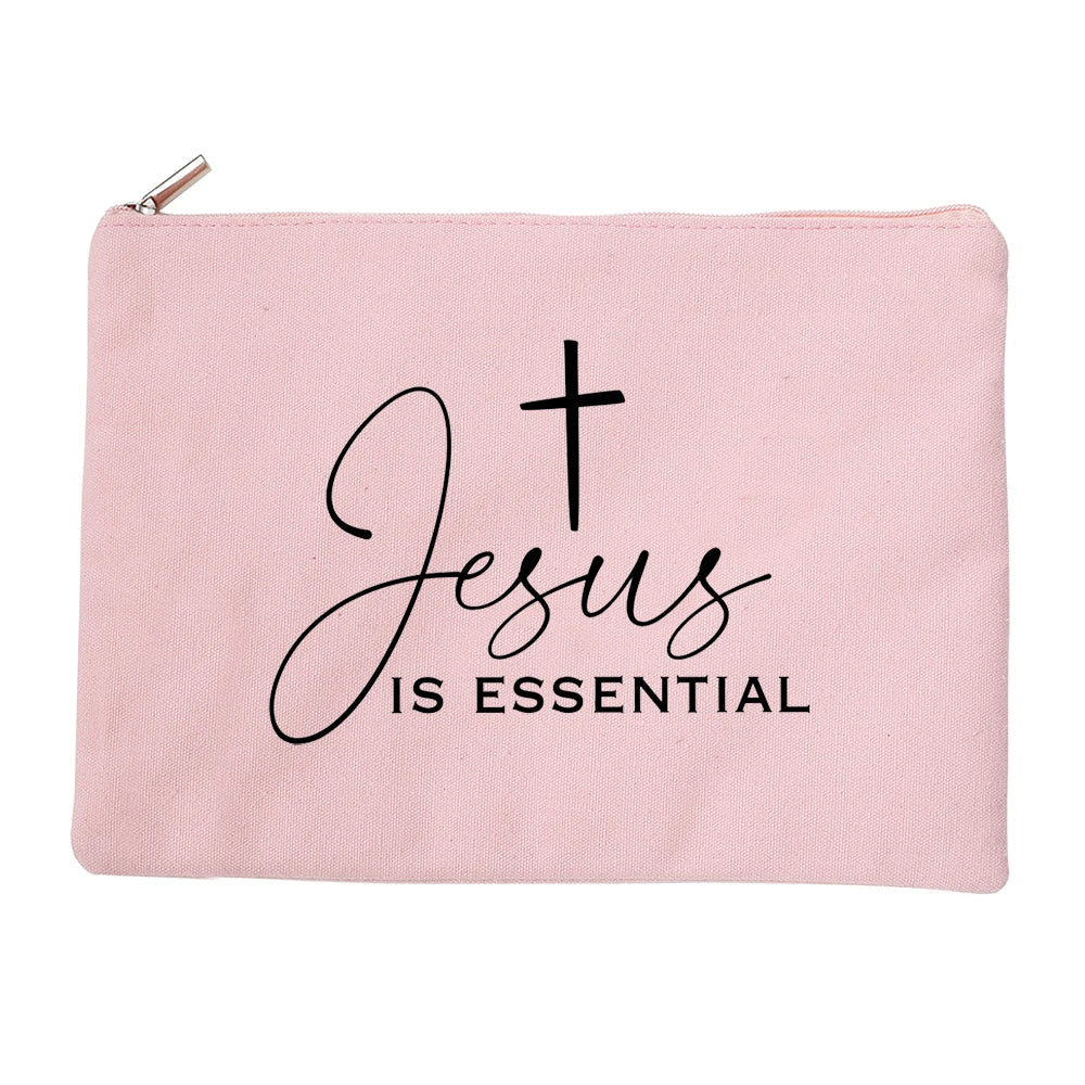 Jesus He Will Be There for You Canvas Cosmetic Bag for Women