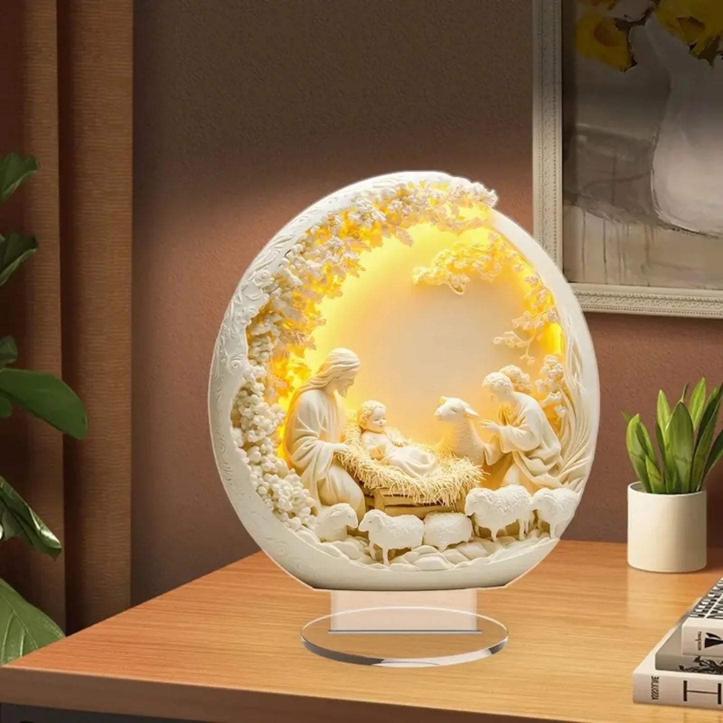 2D Flat Nativity Scene white Statue