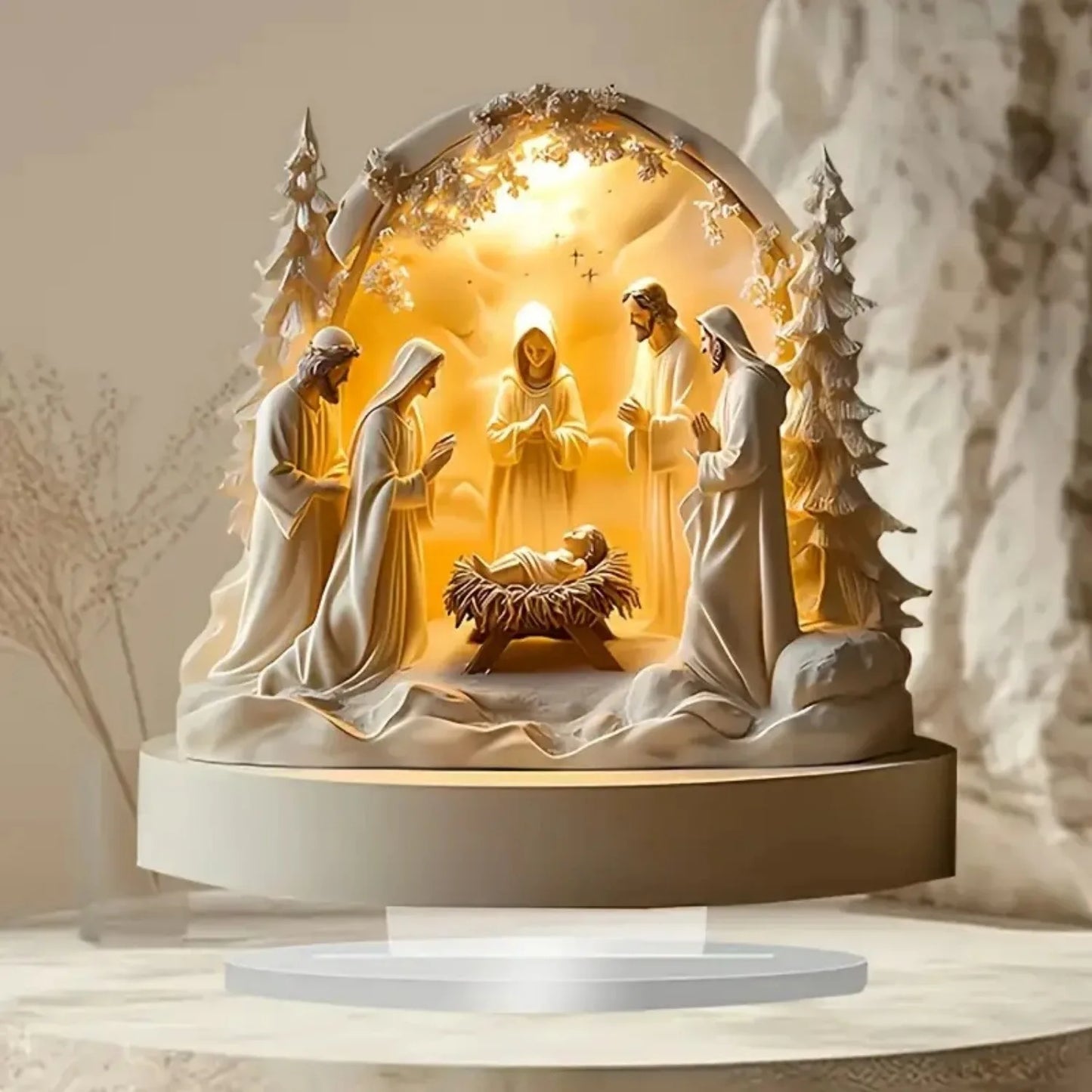 2D Flat Nativity Scene white Statue