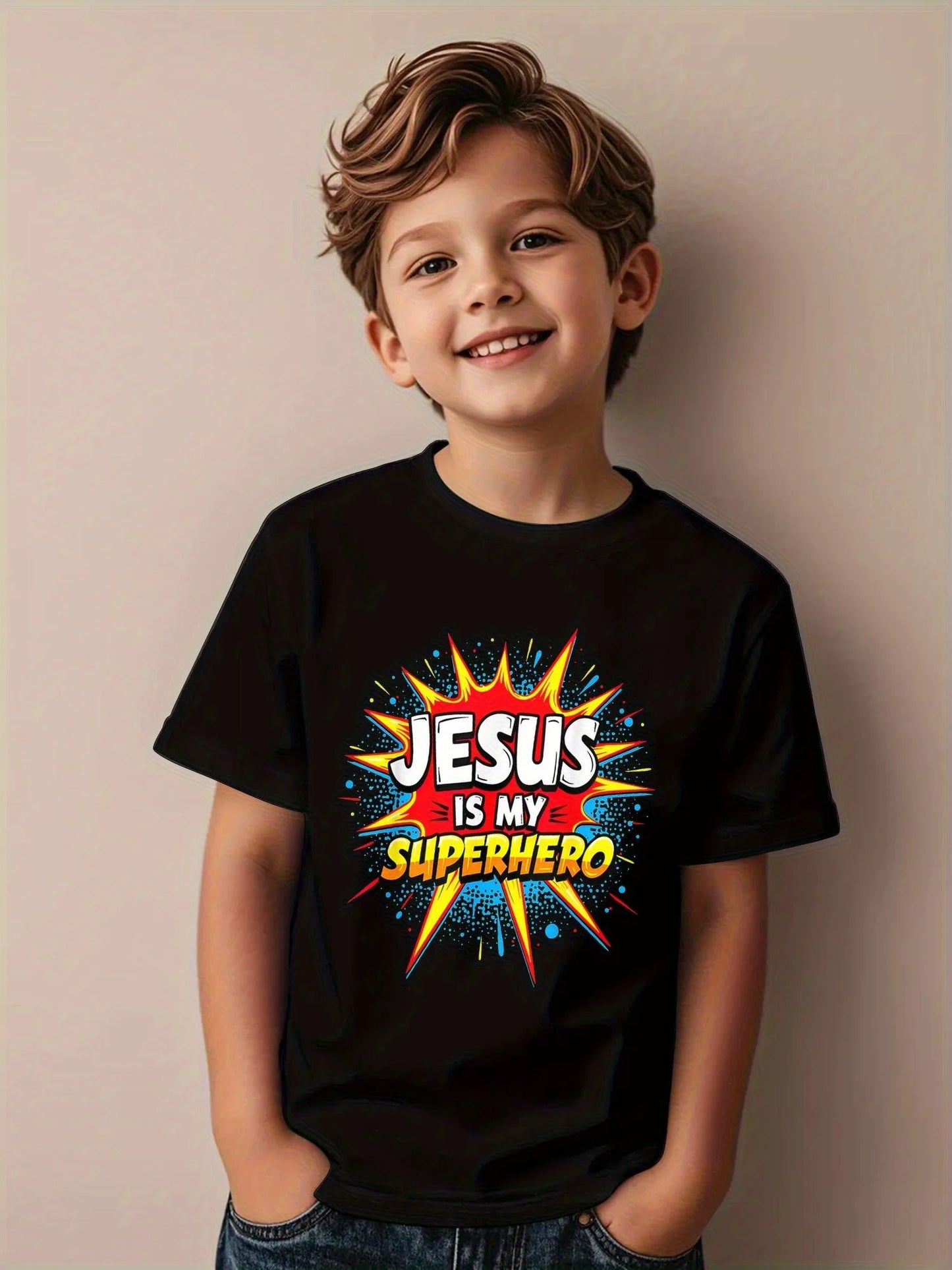 Jesus is My Superhero Kids T Shirt