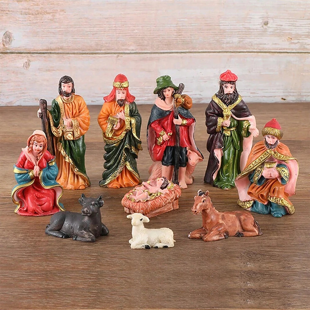 10Pcs Nativity Christ Figurines Set Christmas Nativity Scene