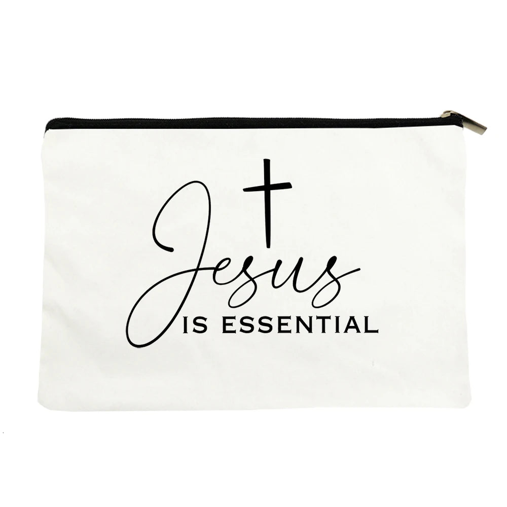 Jesus He Will Be There for You Canvas Cosmetic Bag for Women