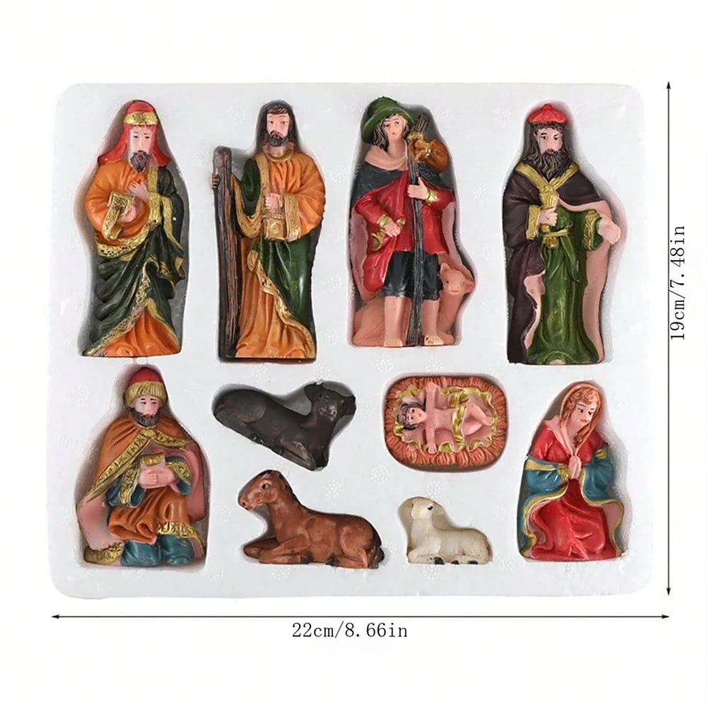 10Pcs Nativity Christ Figurines Set Christmas Nativity Scene