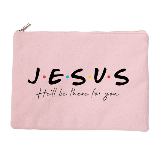 Jesus He Will Be There for You Canvas Cosmetic Bag for Women