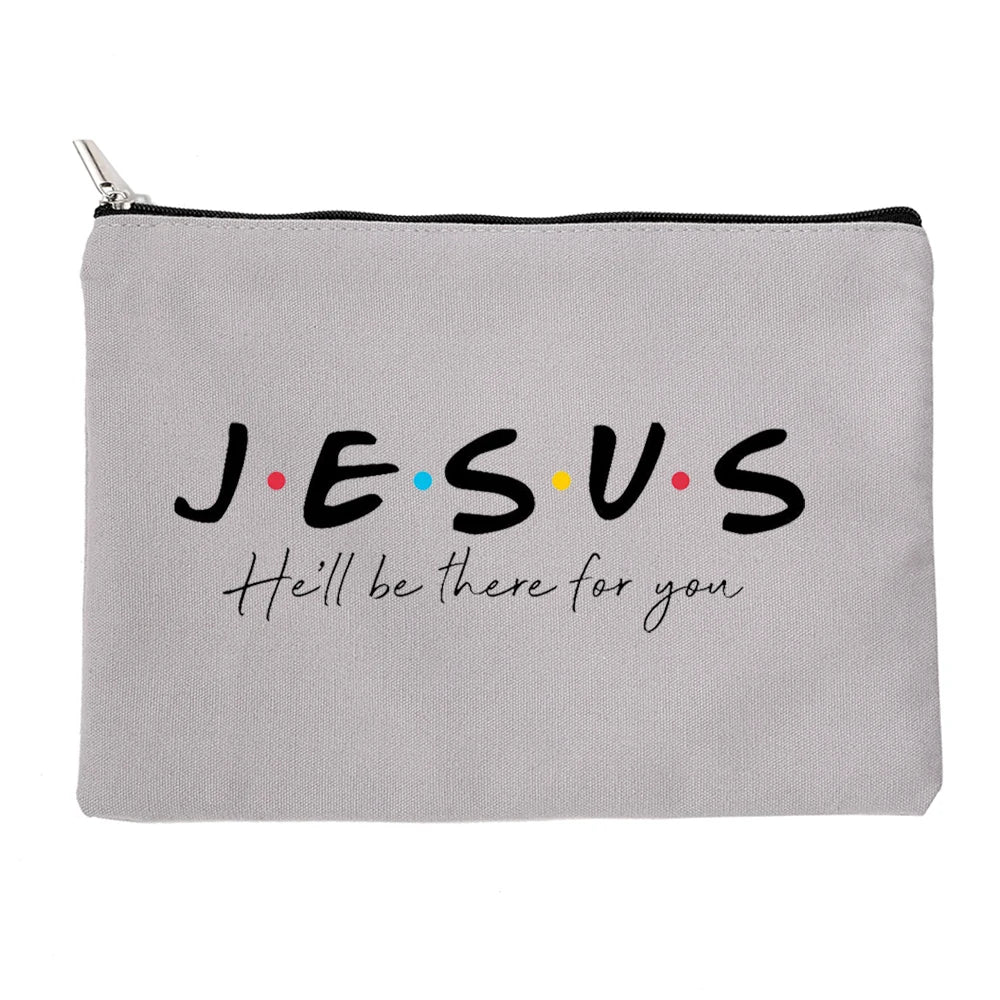Jesus He Will Be There for You Canvas Cosmetic Bag for Women