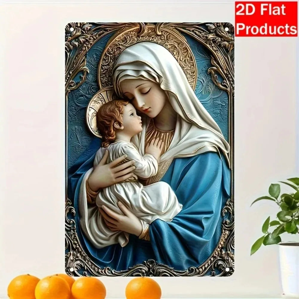 Madonna Religious Plaque-Aluminum Indoor Decor