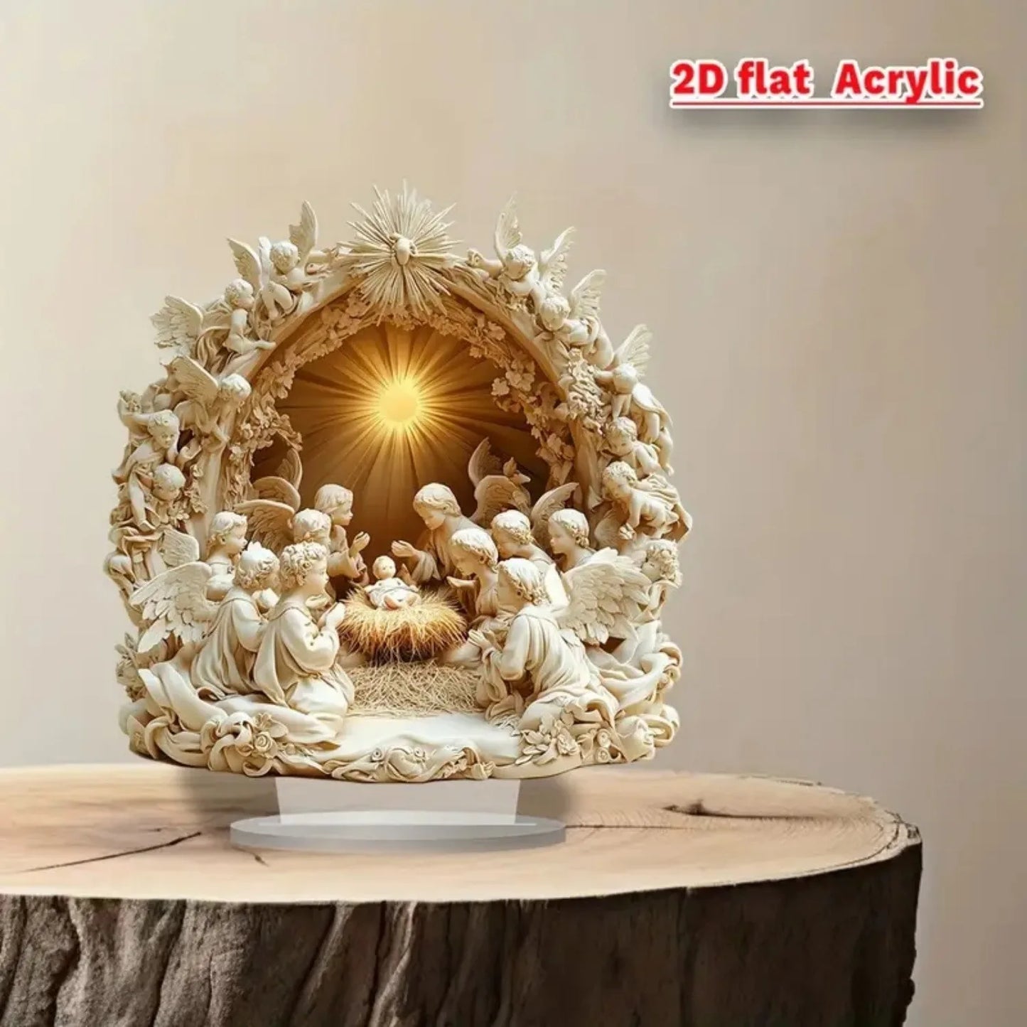 2D Flat Nativity Scene white Statue