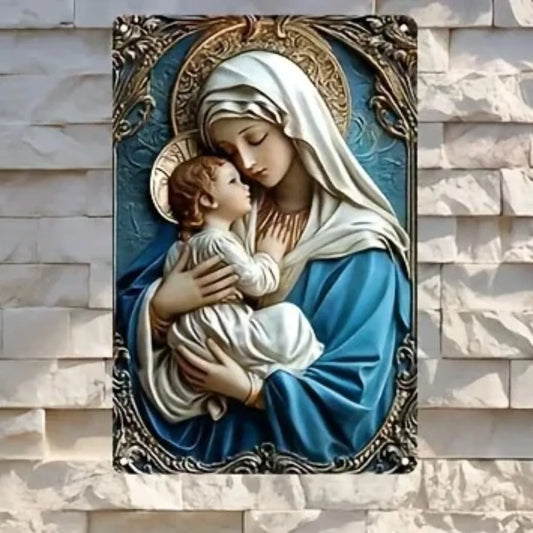 Madonna Religious Plaque-Aluminum Indoor Decor