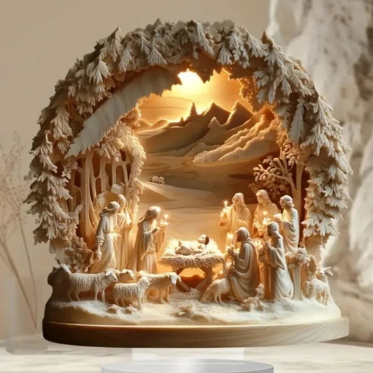 2D Flat Nativity Scene white Statue