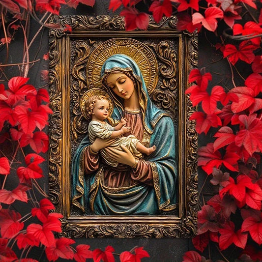 Mary & Jesus Aluminum Wall Art, Metal  Decor