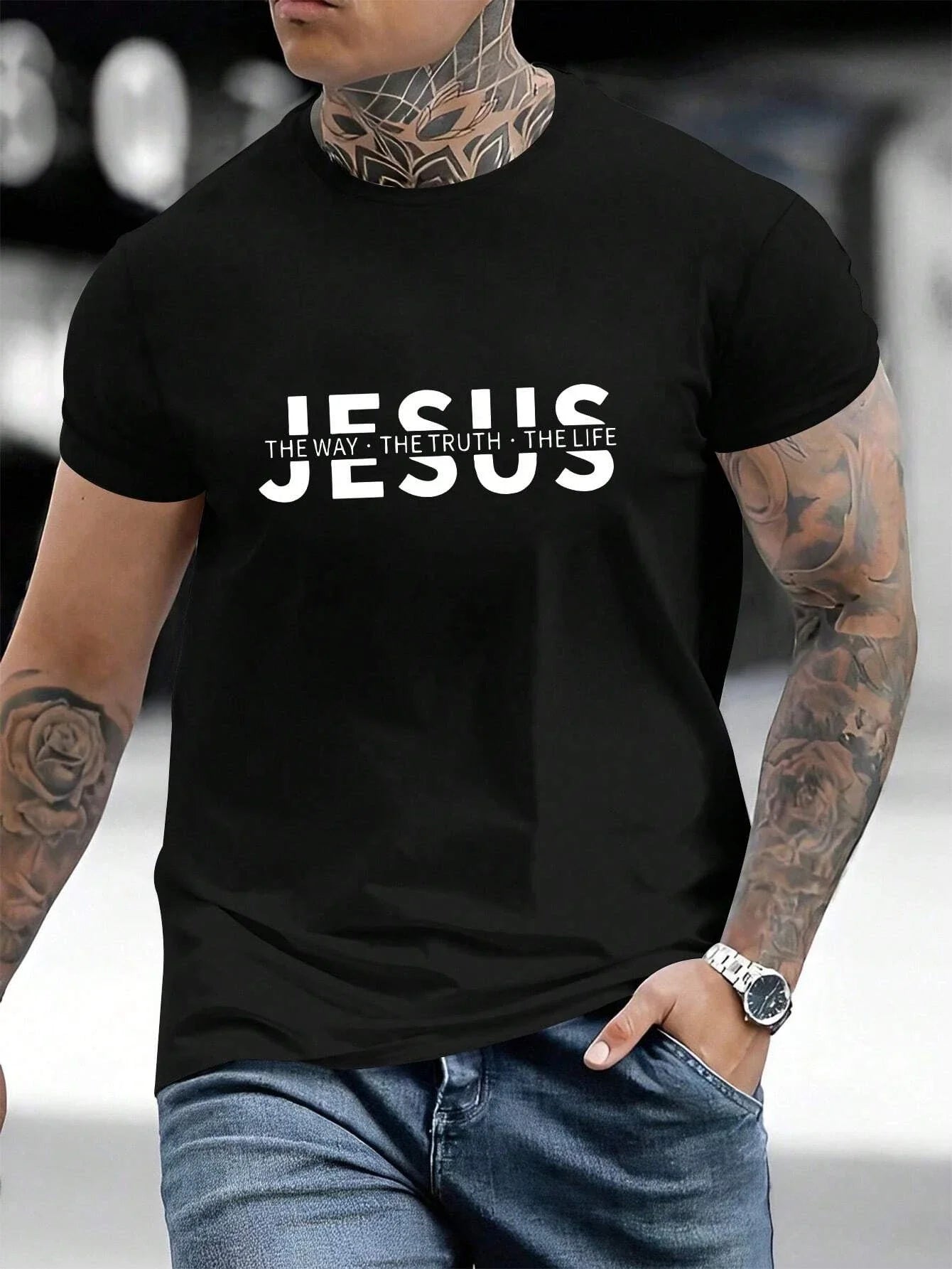 Men’s Christian T-Shirt Jesus the Way, The True, and the Life