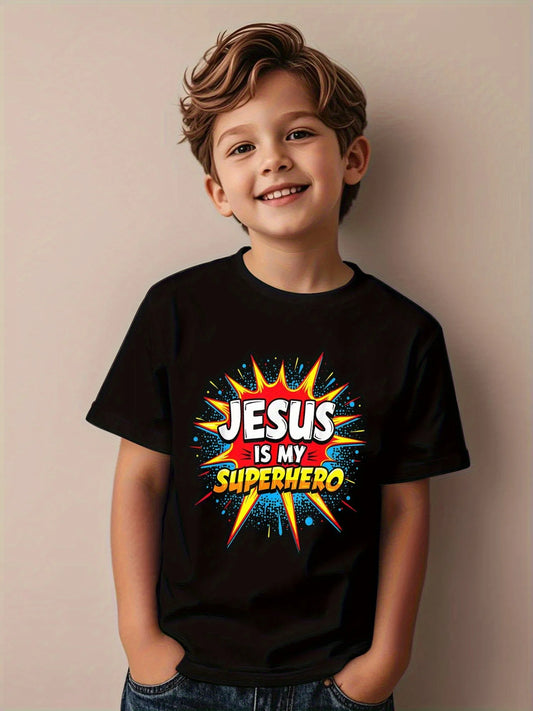 Jesus is My Superhero Kids T Shirt