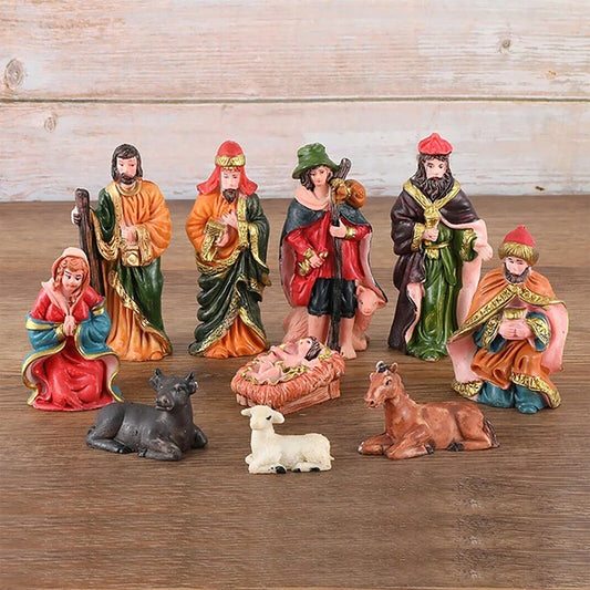 10Pcs Nativity Christ Figurines Set Christmas Nativity Scene