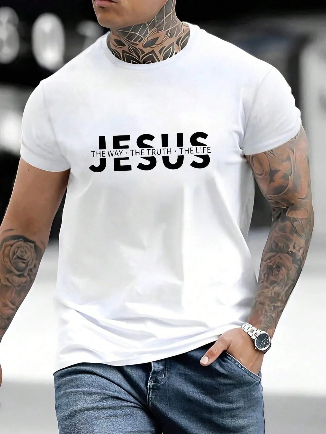 Men’s Christian T-Shirt Jesus the Way, The True, and the Life